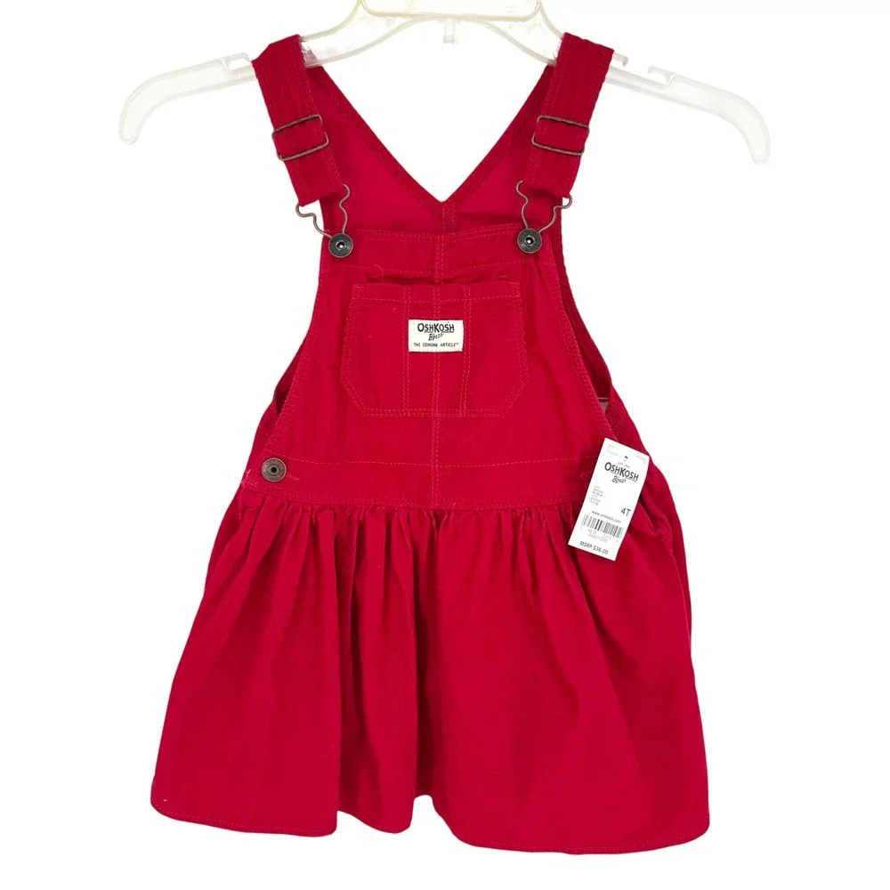 NWT OshKosh B'gosh Baby Soft Corduroy Jumper Dress Red Size 4T Casual‎ Holiday